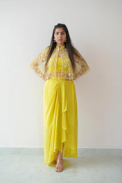 Yellow Color Natural Crep Fabric Salwar Kameez For Women