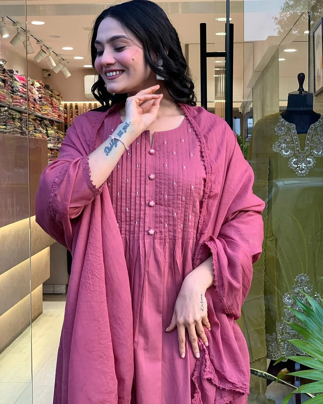 Maisha Rosewood Bloom Pure Cotton GOWN