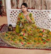Green Multicolor Printed Anarkali Kurta Set with Dupatta