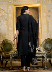 Black Embroidered Kurta Set with Dupatta for Women