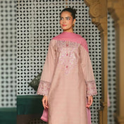 Dusty Pink Embroidered Straight Kurta Set with Dupatta