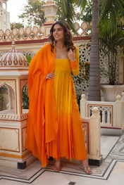 Yellow Ombre Anarkali Suit for Women