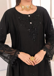 Black Sequins Embroidered Georgette Kurta Set for Women
