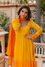Yellow Ombre Anarkali Suit for Women