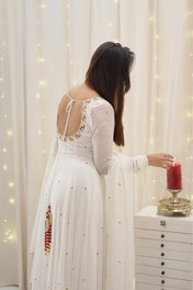 Elegant White Georgette Anarkali Suit with Dupatta