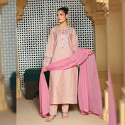 Dusty Pink Embroidered Straight Kurta Set with Dupatta