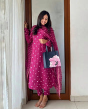 Pink Bandhani Printed Cotton Kurta Set with Dupatta