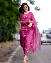 Pink Bandhani Printed Cotton Kurta Set with Dupatta