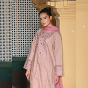 Dusty Pink Embroidered Straight Kurta Set with Dupatta