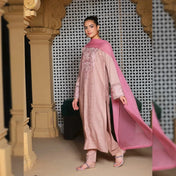Dusty Pink Embroidered Straight Kurta Set with Dupatta