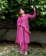Pink Bandhani Printed Cotton Kurta Set with Dupatta