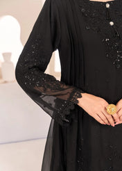 Black Sequins Embroidered Georgette Kurta Set for Women