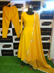 Appealing Yellow Color Festive Wear Full Stitched Stylish Gown
