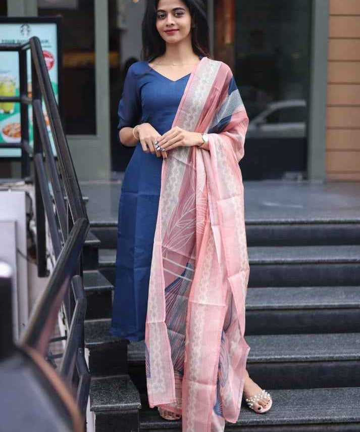 Indigo Wave Top & Dupatta Set