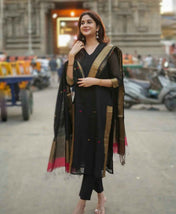 Maheshwari Silk Black Kurta Set