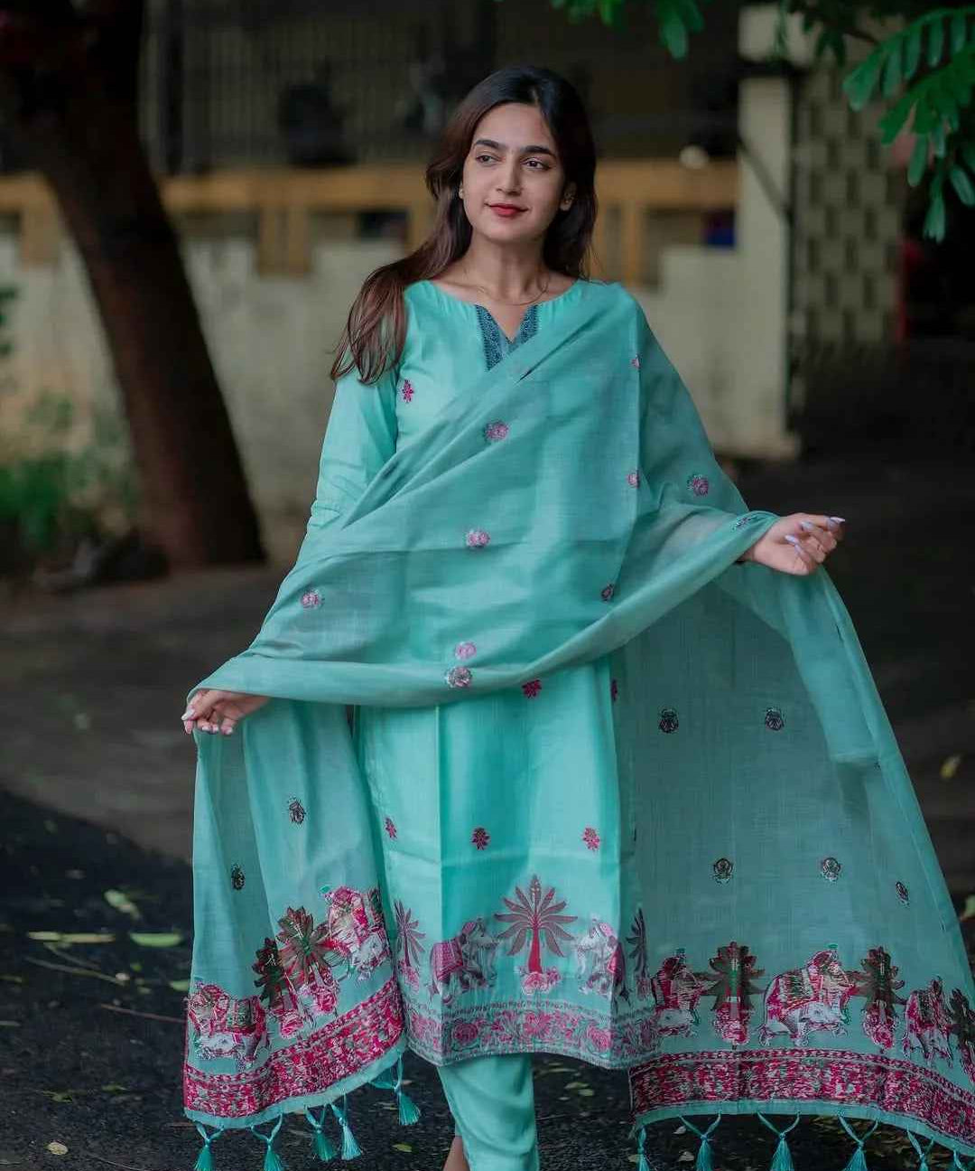 K-45 JAMDHANI COTTON WITH EMBROIDERY SALWAR SUIT