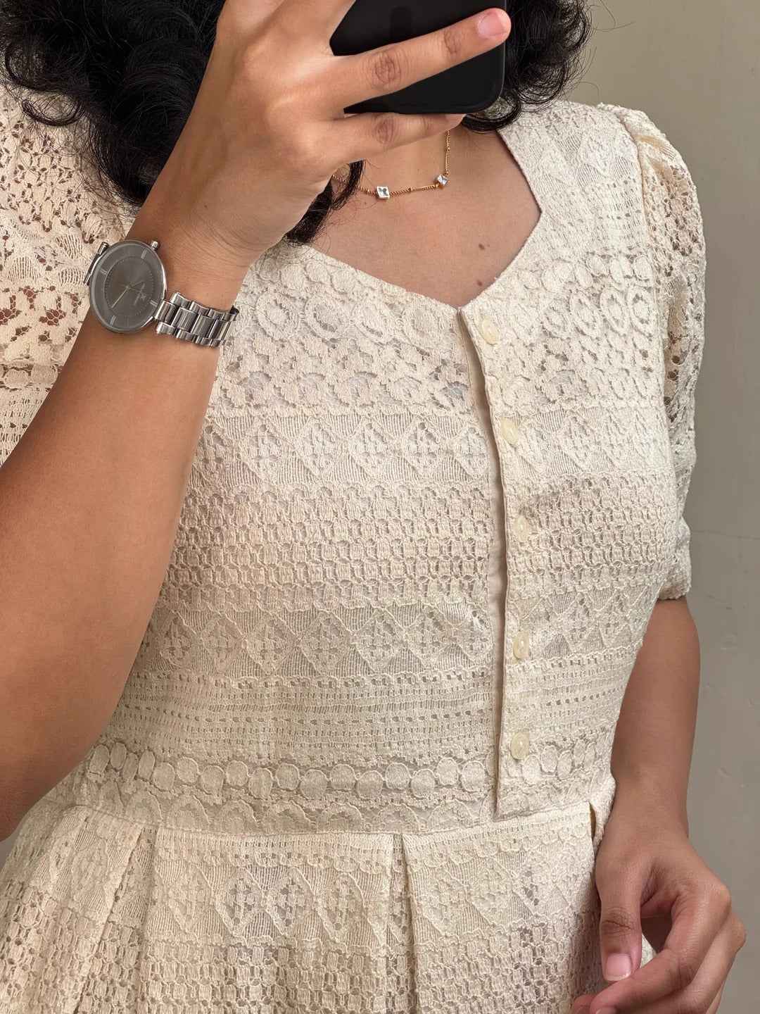 Snowflakes Beautiful Pure Cotton Lace Western Dress