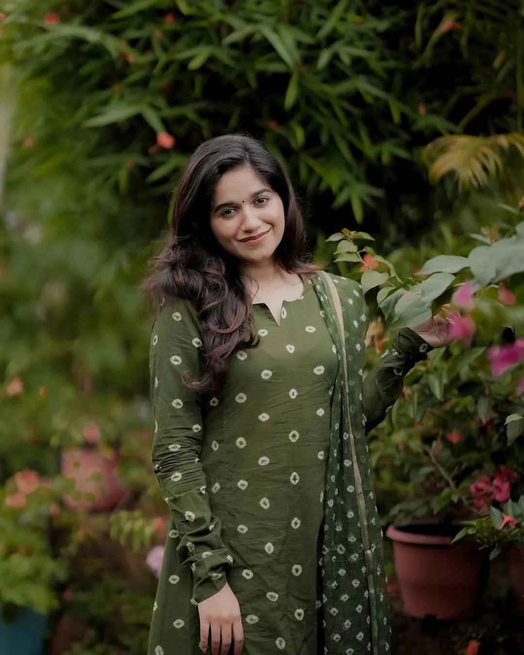 Bandhani Handblock A-line Kurta Set