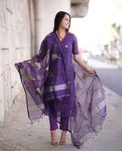 Indigo Handwoven Muslin Silk Set