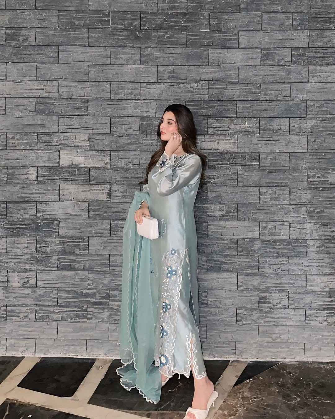 Icy Aqua Silk Suit Set