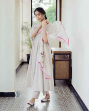 Canvas Grey Handpainted Cotton Suit Set