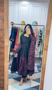 Floral Fantasy Anarkali Black