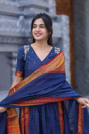 Basude Handloom Suit Set in Blue