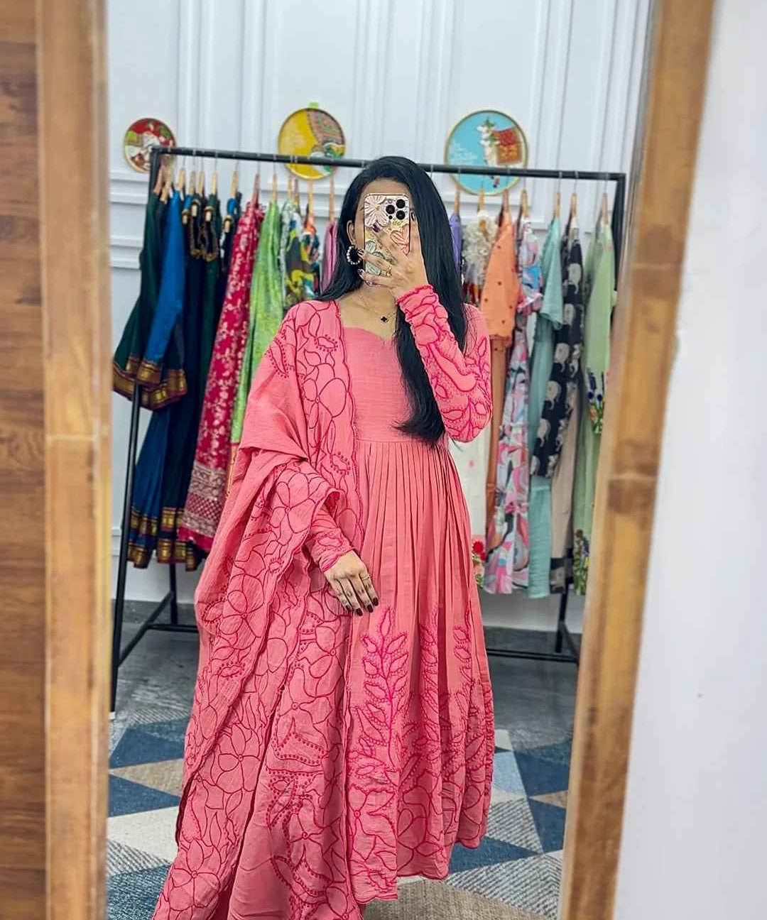 Floral Fantasy Anarkali Pink