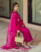 Chroma Charm Purple Handpainted Cotton Suit Set