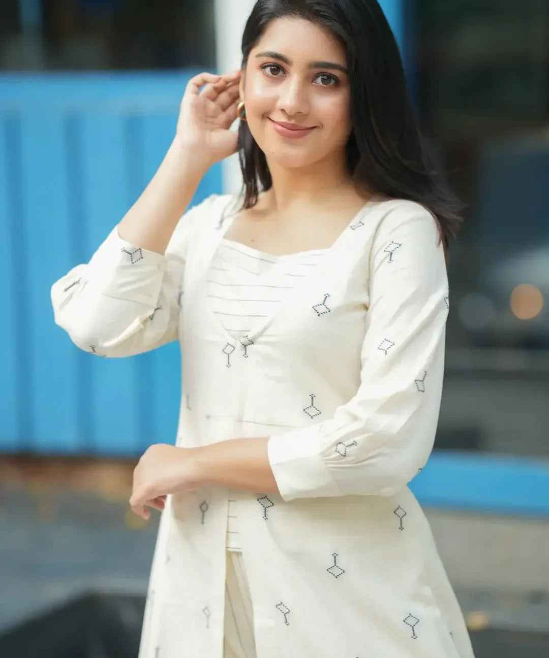 Diaa Handloom Co-ord Set in White