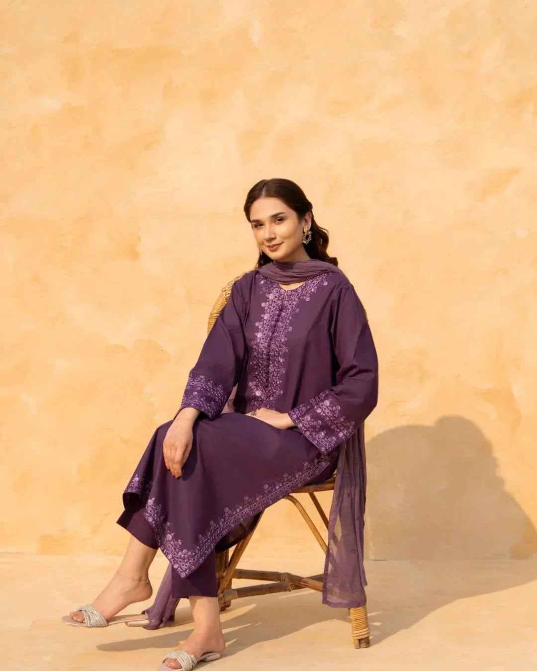 Ethnic Look In Our Wine Raw Silk Lace Work Kurta Set