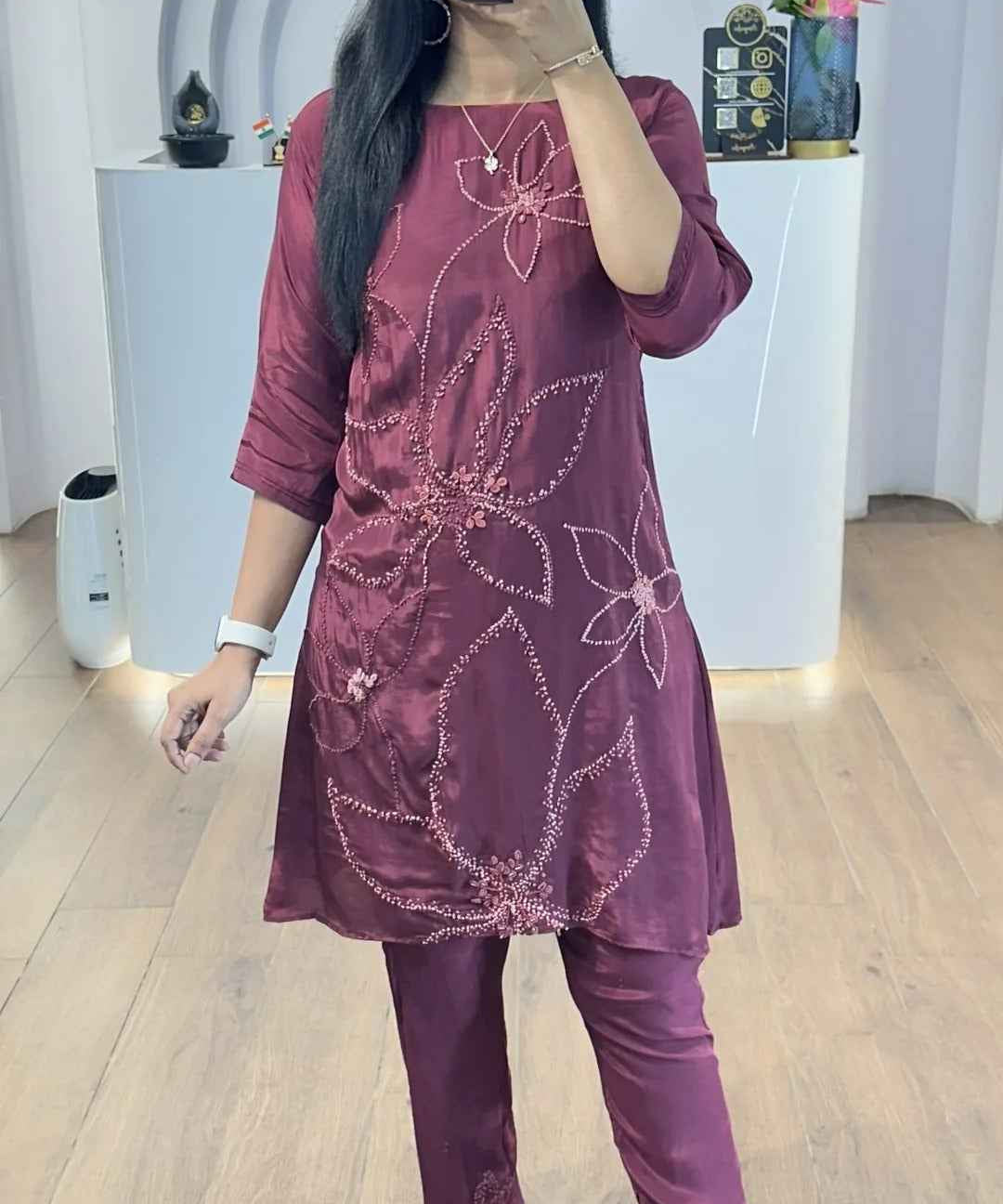 Maroon KnotWork Co-Ord Set