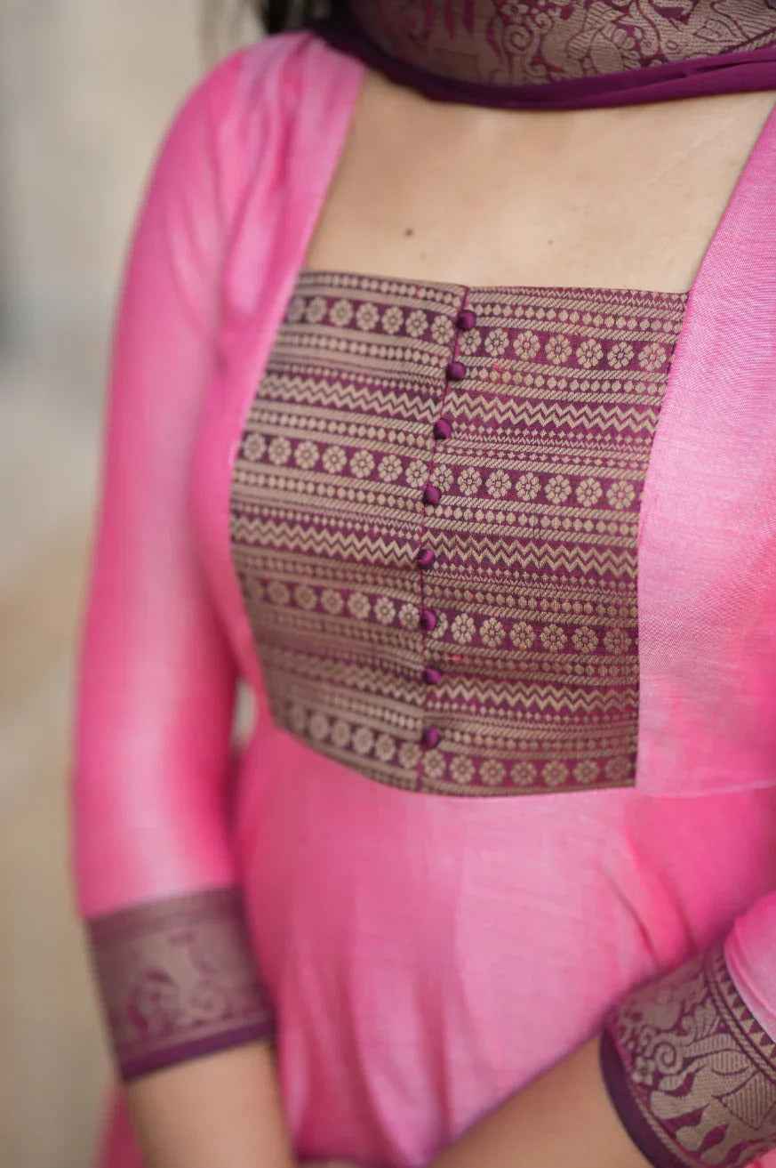 Menaka Series collection Pure cotton temple Anarkali