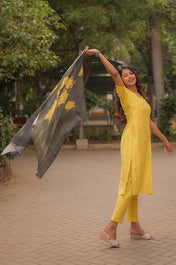 Sunray Grace Kurti Set – Mustard Cotton Charm