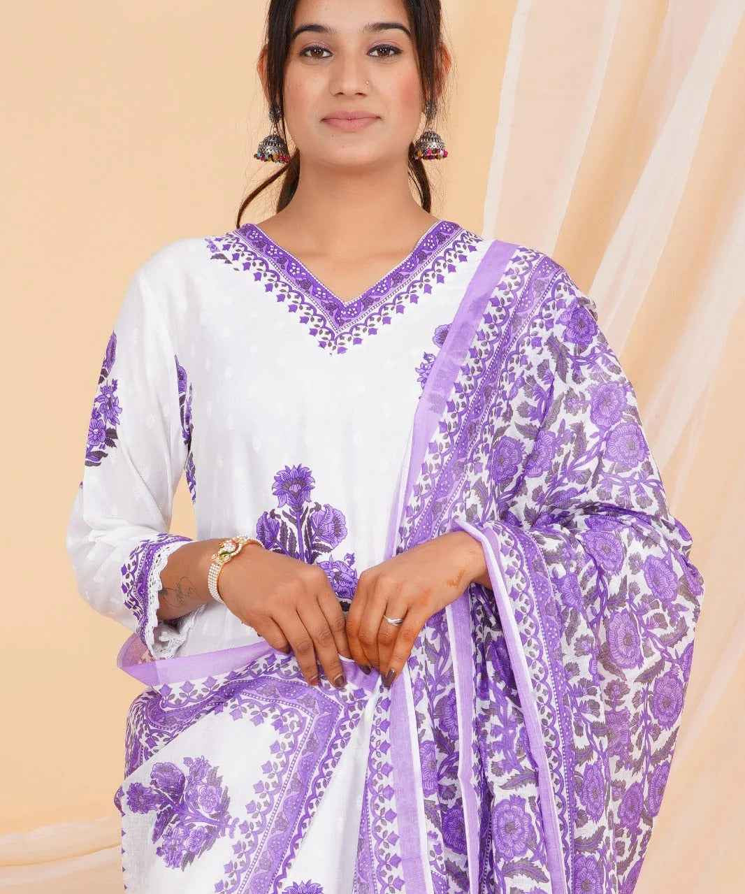 Lavender Bloom Viscose Rayon Suit Set