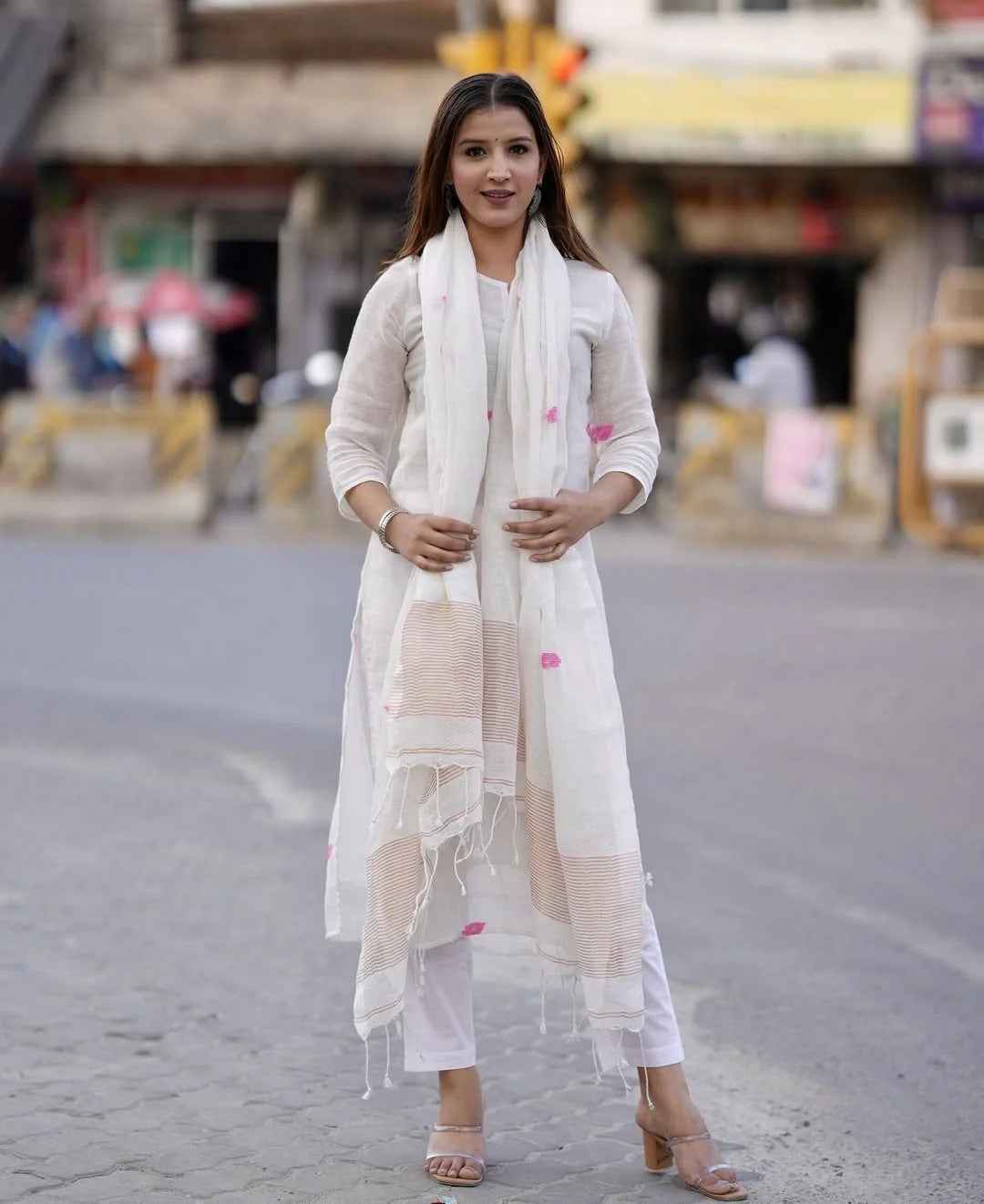 Handwoven White Kurta Set