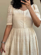 Snowflakes Beautiful Pure Cotton Lace Western Dress