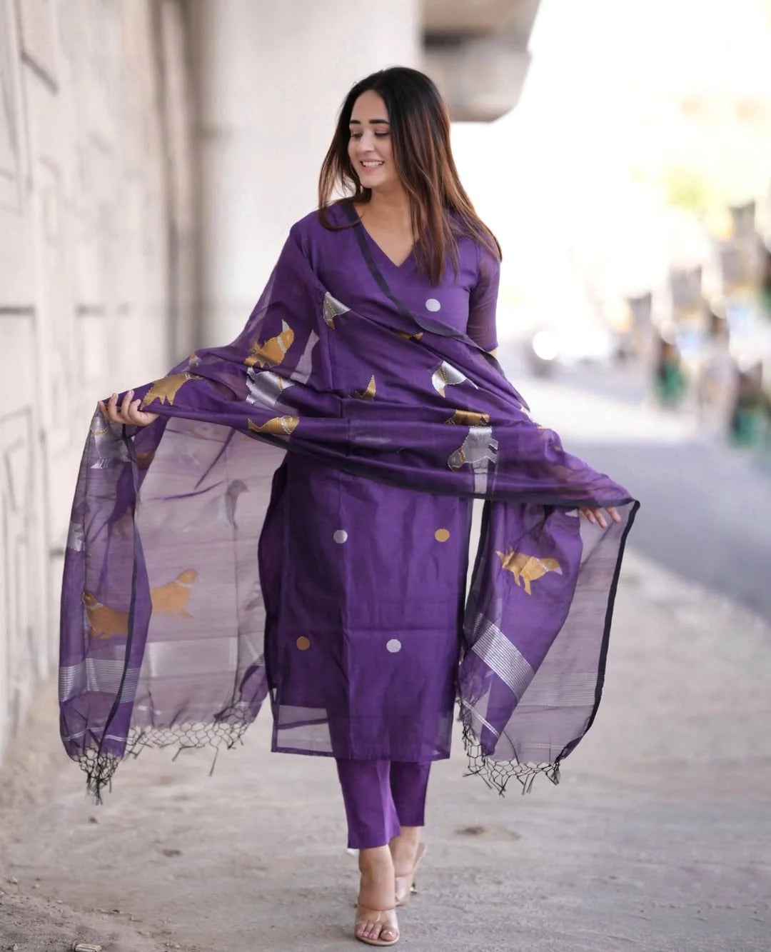 Indigo Handwoven Muslin Silk Set