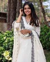 Soft Cotton Kota Doria Designer Suit With Lining And Heavy Embroidered Dupatta.
