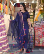 Handwoven Royal Blue Kurta Set