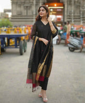 Maheshwari Silk Black Kurta Set