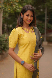 Sunray Grace Kurti Set – Mustard Cotton Charm