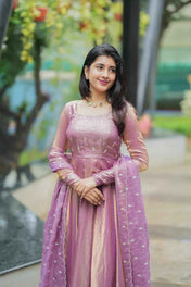 Lavender Space Silk Anarkali