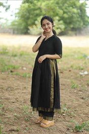 Black Linen Full Kurta Set