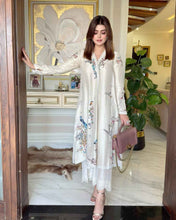 Soft White Chogha With Beautifully Colored Finely Hand-Embroidered