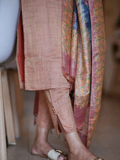 Silk Kurti With Pearl Detailed Neckline Suit Set