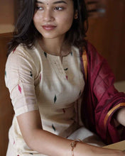 Tussar Silk Kurti With Double Colour Diamond Butta With Dupatta