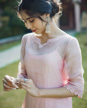 Shitij Pink Handpainted Doria Kurta Set