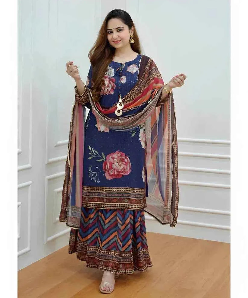 Aurora Blossom Sharara Suit Set