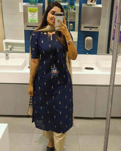 Blue Raw Silk Kurti Pant With Duppatta